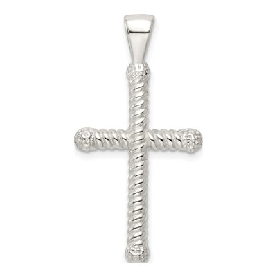 Sterling Silver Twisted Hollow Latin Cross Pendant