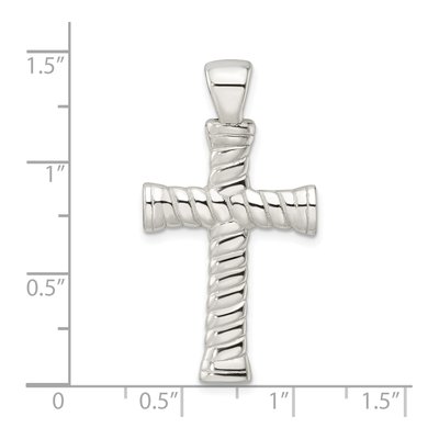 Sterling Silver Twisted Hollow Latin Cross Pendant – view 4