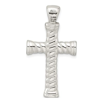 Sterling Silver Twisted Hollow Latin Cross Pendant – view 5