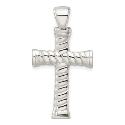 Sterling Silver Twisted Hollow Latin Cross Pendant