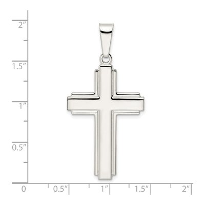 Sterling Silver Latin Cross Edge Lines Pendant – view 4
