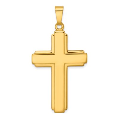 Gold-Plated Sterling Silver Grooved Cross Pendant