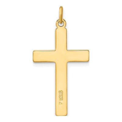 Gold-Plated Sterling Silver Diamond-Cut Cross Pendant – view 5