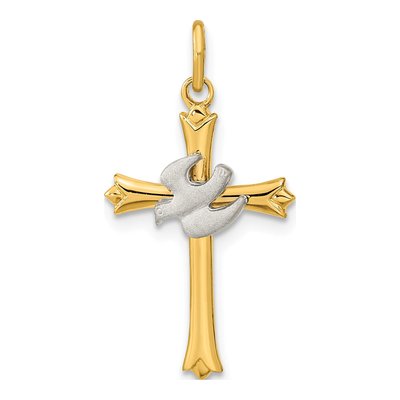 Gold-Plated Sterling Silver Cross Dove Pendant