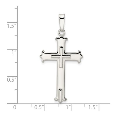 Sterling Silver Fleur de Lis Cross Pendant – view 4