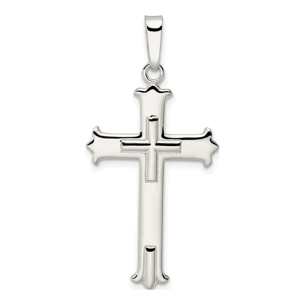 Sterling Silver Fleur de Lis Cross Pendant