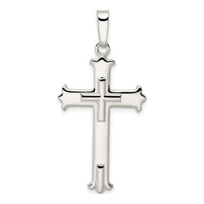 Sterling Silver Fleur de Lis Cross Pendant