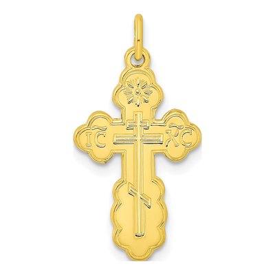 Gold-Plated Sterling Silver Miraculous Symbols Cross Pendant