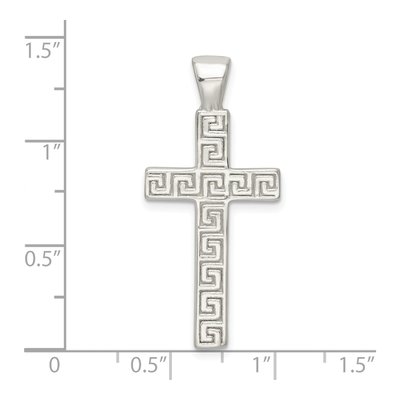Sterling Silver Greek Key Hollow Cross Pendant – view 4