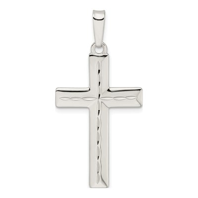 Sterling Silver Diamond-Cut Latin Cross Pendant