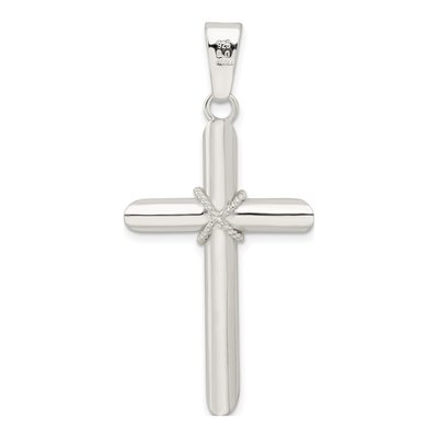 Sterling Silver Hollow Tube Cross Pendant – view 4