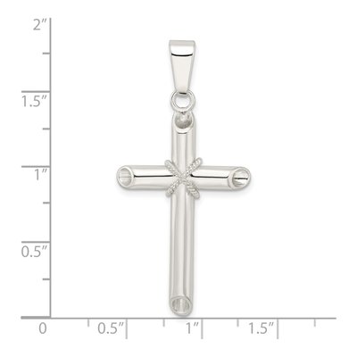 Sterling Silver Hollow Tube Cross Pendant – view 5