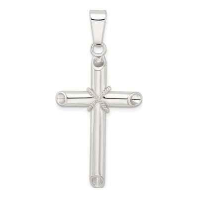 Sterling Silver Hollow Tube Cross Pendant