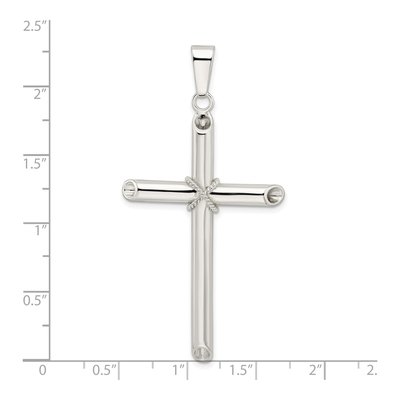 Sterling Silver Hollow Tube Cross Pendant – view 4