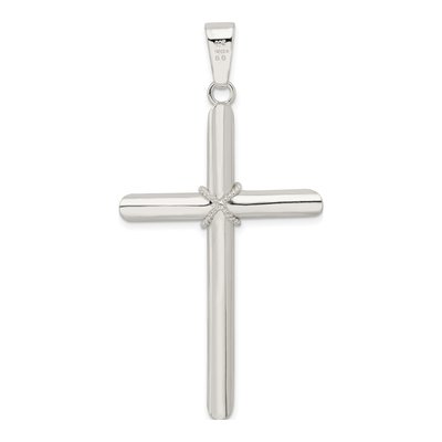 Sterling Silver Hollow Tube Cross Pendant – view 5