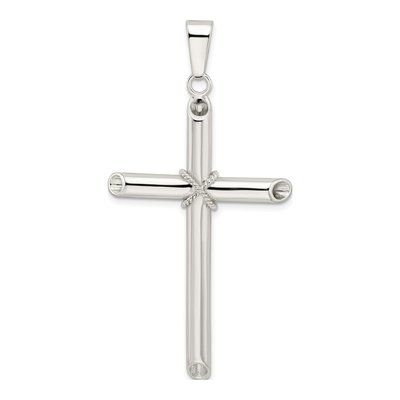 Sterling Silver Hollow Tube Cross Pendant