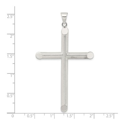 Sterling Silver Textured Tube Cross Pendant – view 4
