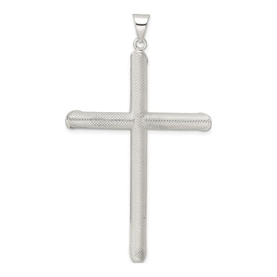 Sterling Silver Textured Tube Cross Pendant – view 5