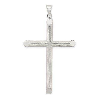 Sterling Silver Textured Tube Cross Pendant