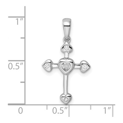 Sterling Silver CZ Heart Cross Pendant – view 4