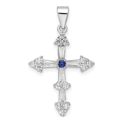 Sterling Silver CZ Cross Pendant
