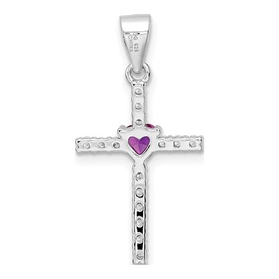 Sterling Silver CZ Heart Cross Pendant – view 5