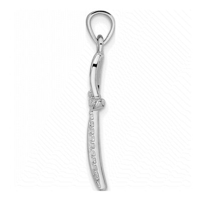 Sterling Silver CZ Wavy Cross Pendant – view 3