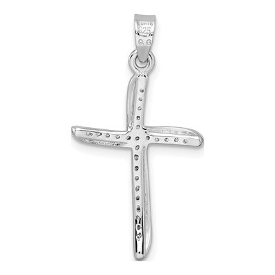 Sterling Silver CZ Wavy Cross Pendant – view 5