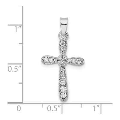 Sterling Silver CZ X-Center Cross Pendant – view 4