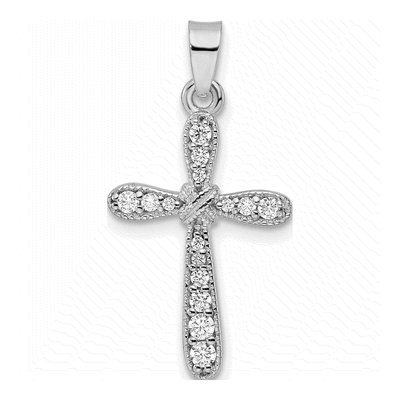 Sterling Silver CZ X-Center Cross Pendant