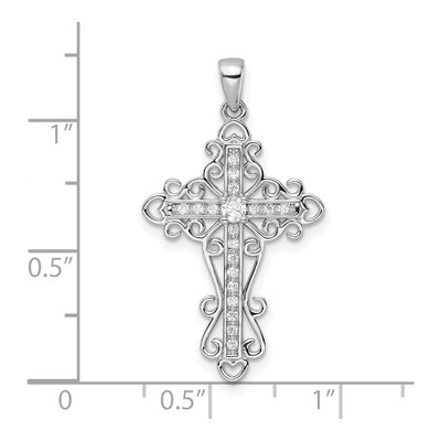 Sterling Silver CZ Fancy Cross Pendant – view 4
