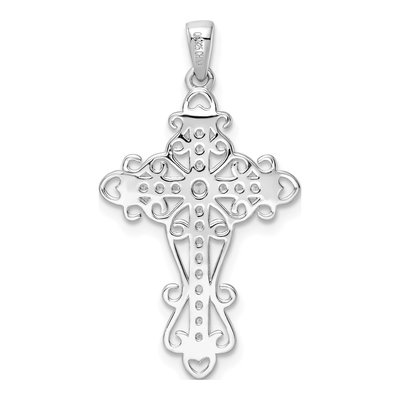 Sterling Silver CZ Fancy Cross Pendant – view 5