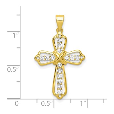 Gold-Plated Sterling Silver CZ Cross Pendant – view 4