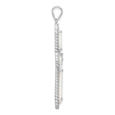 Sterling Silver Lab-Created Opal & CZ Cross Pendant – view 3