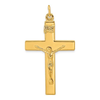 Gold-Plated Sterling Silver INRI Crucifix Pendant