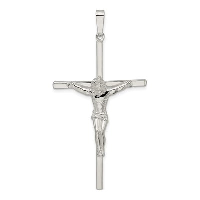 Sterling Silver Large Hollow Crucifix Pendant