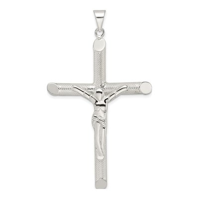 Sterling Silver Tube Crucifix Cross Pendant