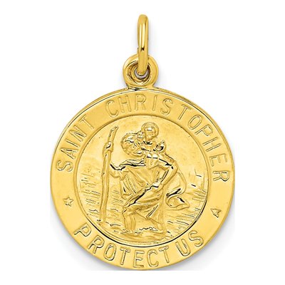 Gold-Plated Sterling Silver Saint Christopher Medal Pendant