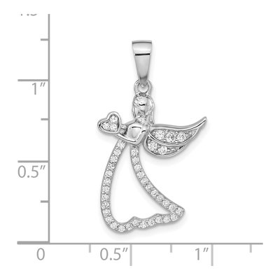 Sterling Silver CZ Angel Heart Pendant – view 4
