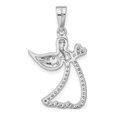 Sterling Silver CZ Angel Heart Pendant – view 5