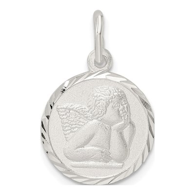 Sterling Silver Cherub Circle Pendant