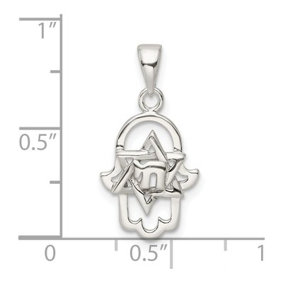 Sterling Silver Star of David Hamsa Chai Pendant – view 4