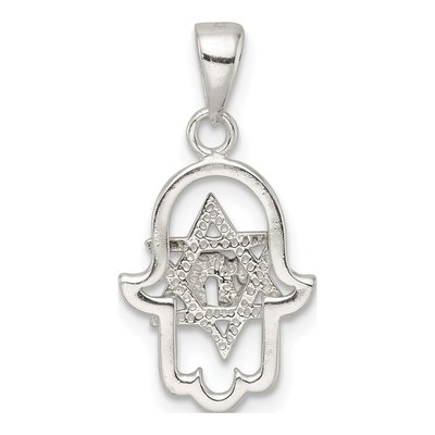 Sterling Silver Star of David Hamsa Chai Pendant – view 5