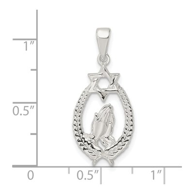 Sterling Silver Star of David Praying Hands Pendant – view 4