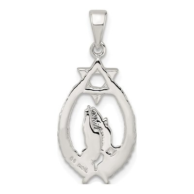 Sterling Silver Star of David Praying Hands Pendant – view 5