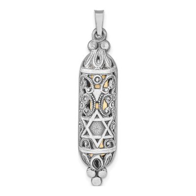 Sterling Silver Antiqued Mezuzah Pendant