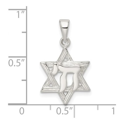 Sterling Silver Star of David Chai Pendant – view 4
