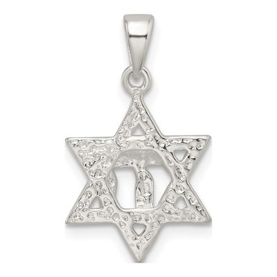 Sterling Silver Star of David Chai Pendant – view 5