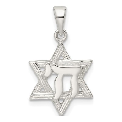Sterling Silver Star of David Chai Pendant