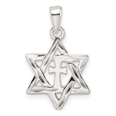 Sterling Silver Star of David Cross Pendant